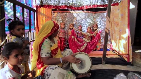Kaputhli, India - 20180302 - Puppet Theater With Drum Accompanyment w - sound. Stock Footage 140068095