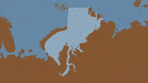 Kara Sea highlighted on a tiled pattern colored map 스톡 일러스트
