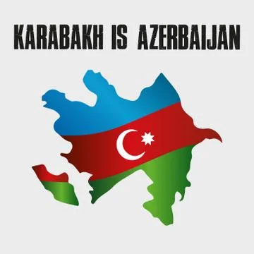 Karabakh Azerbaijan Map width Azerbaijan Flag. Karabakh is Azerbaijan. Stock Illustration