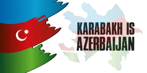 Karabakh Azerbaijan Map width Azerbaijan Flag. Karabakh is Azerbaijan. Illustrazione stock