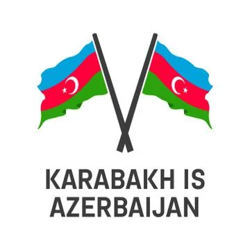 Karabakh Azerbaijan Map width Azerbaijan Flag. Karabakh is Azerbaijan. Stock Illustration