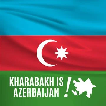 Karabakh Azerbaijan Map width Azerbaijan Flag. Karabakh is Azerbaijan. Illustrazione stock