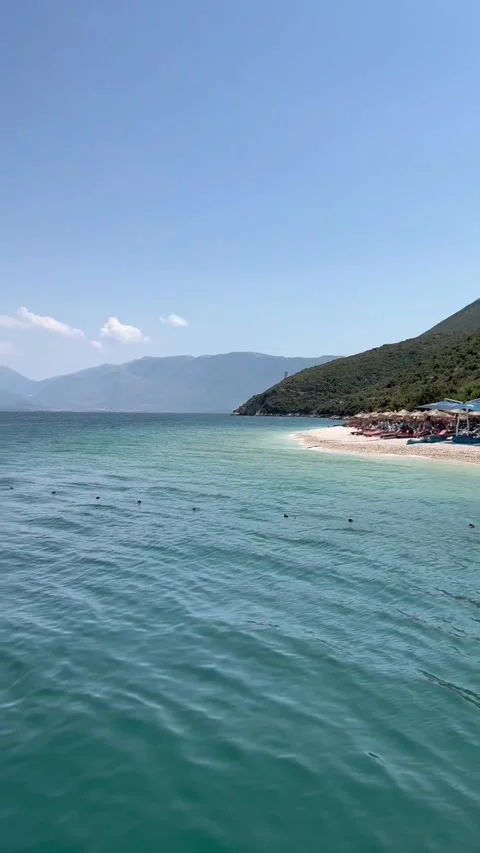 Karaburun Peninsula Beach Stop During Sazan Island Boat Tour Albania Stockbeeldmateriaal 343392256