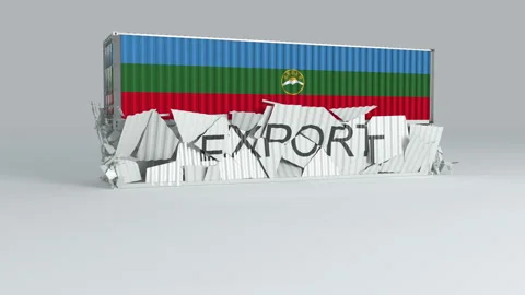 Karachay Cherkessia container with the flag falls on top of a container Stock Footage 124596327