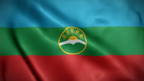 Karachay-Cherkessia flag background realistic waving in wind, 4K video (Loop) Stock Footage 247528309