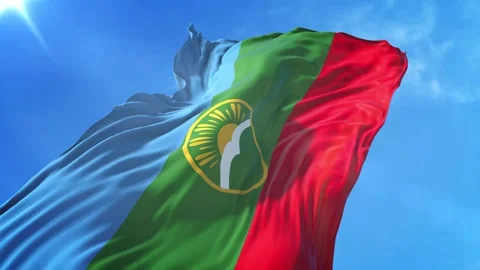 Karachay Cherkessia Flag Low Angle View Stock Footage 295695675