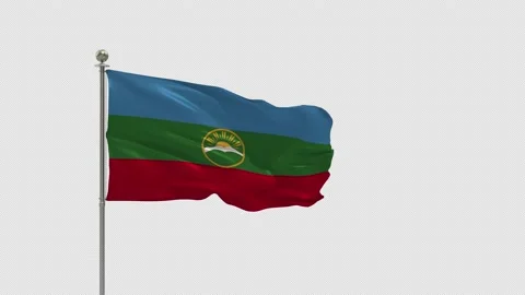 Karachay Cherkessia loop Looping Of The Waving Flag Pole With Alpha Video stock 162007932