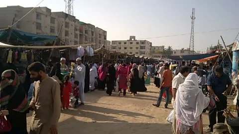 Karachi Saturday Bazaar Stock Footage 99362425