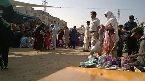 Karachi Saturday Bazaar Stock Footage 99362536