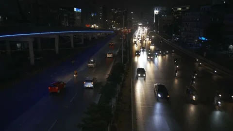 Karachi Shahra e Faisal night view Stock Footage 147023204