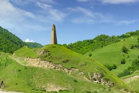 Karacolskiy tower, XIV century. located in the territory of Horachaikul settl Stock Photos