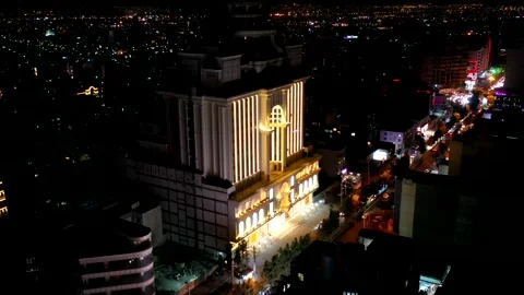 Karaj Iran August 9 2020 Aerial Night Hyperlapse 180 Degree Around Mehrad Mall Stock Footage 330187331