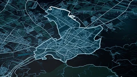 Karaj Iran Glowing Digital Map Animation 4K Stock Footage 339636164