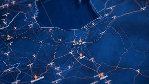 Karaj map big data visualization. Futuristic map infographic of city in Iran 库存插图