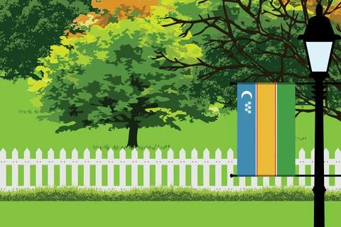 Karakalpakstan Day Trees Lamp Vector Illustration Stock Illustration