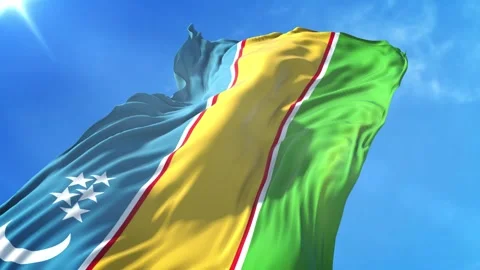 Karakalpakstan Flag Low Angle View Stock Footage 295695869