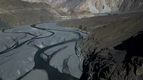 Karakoram Mountain Range with Passu Cones also known as Passu Cathedral/Tupopdan Stock Footage 246309887