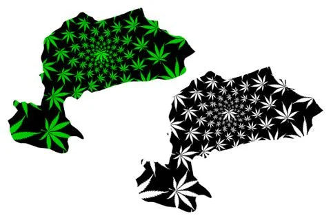 Karaman (Provinces of the Republic of Turkey) map is designed cannabis leaf g Stock Illustration