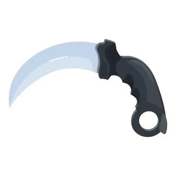 Karambit with black handle and sharp blade pointing downward Illustration