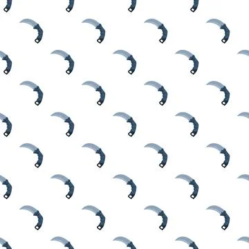 Karambit knife pattern with curved tactical blades Stock Illustration