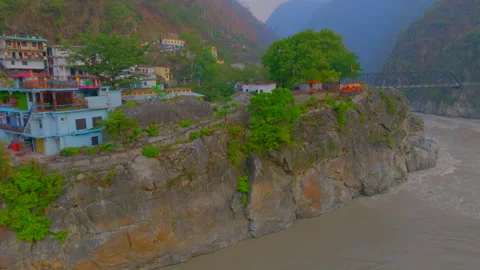 Karan temple is built on a huge rock at confluence uttrakhand Video stock 278044284
