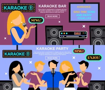 Karaoke Banner Set Stock Illustration