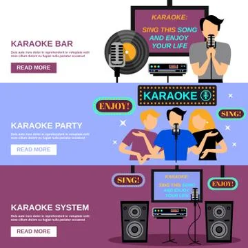Karaoke Banner Set Stock Illustration