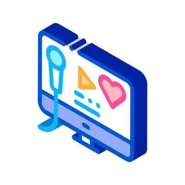 Karaoke on Computer Isometric Icon Vector Illustration イラスト素材