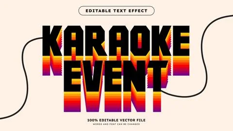 Karaoke Editable text effect vector with layered shadows and retro style fo.. Stock Illustration