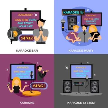 Karaoke Flat Set Stock Illustration