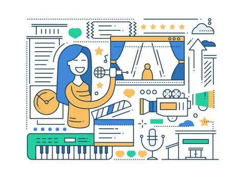 Karaoke - line design composition Stock Illustration