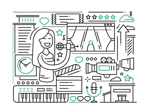 Karaoke - line design composition Stock Illustration
