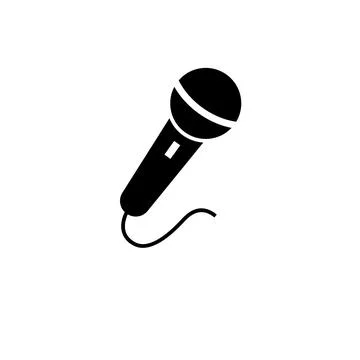 Karaoke Microphone, Sing, Music Solid Flat Vector Icon Isolated on White Back イラスト素材
