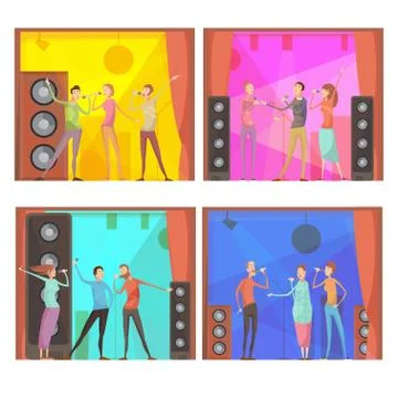 Karaoke Party Compositions Set Illustrazione stock