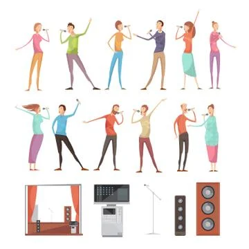 Karaoke Party Elements Set Stock Illustration