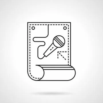 Karaoke poster flat line vector icon Stock Illustration