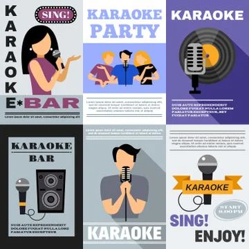 Karaoke Poster Set Stock Illustration
