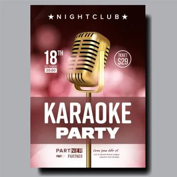 Karaoke Poster Vector. Dance Karaoke Music Event. Technology Symbol. Festival Stock Illustration