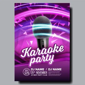 Karaoke Poster Vector. Dance Karaoke Music Event. Technology Symbol. Festival Stock Illustration