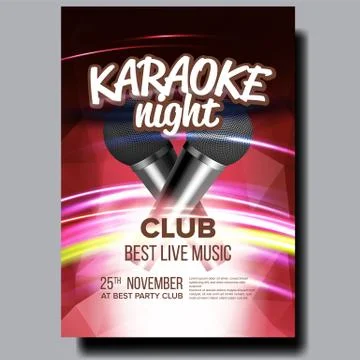 Karaoke Poster Vector. Sing Song. Karaoke Dance Event. Vintage Studio. Musical Illustrazione stock