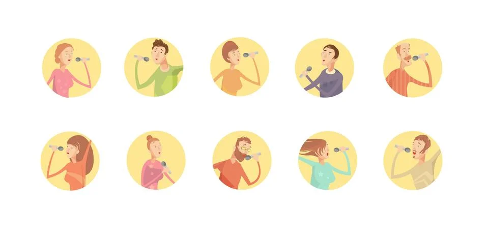 Karaoke Round Icon Set Illustrazione stock