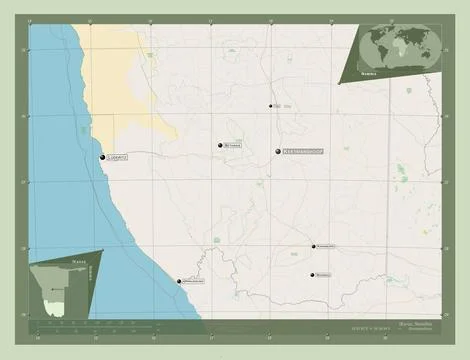 !Karas, Namibia. OSM. Labelled points of cities Stock Illustration