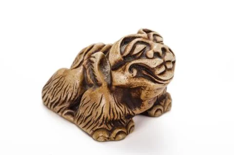 Karashishi fo netsuke on the right side Foto stock