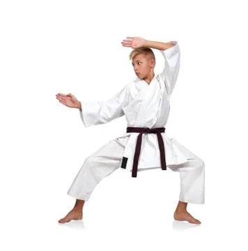 Karate boy posing Stock-Fotos