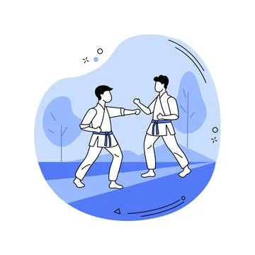 Karate camp abstract concept vector illustration. Stock Illustration