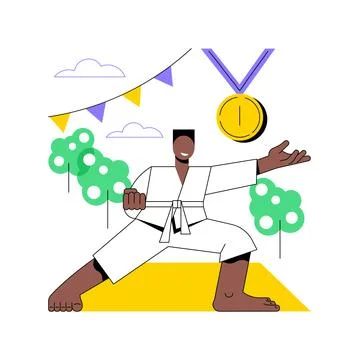 Karate camp abstract concept vector illustration. Stock Illustration