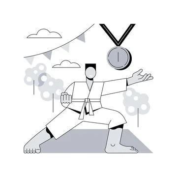 Karate camp abstract concept vector illustration. Stock Illustration
