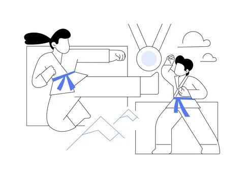 Karate camp abstract concept vector illustration. 스톡 일러스트