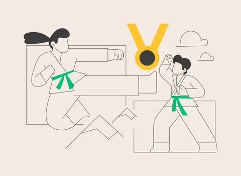 Karate camp abstract concept vector illustration. Illustrazione stock