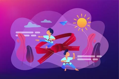 Karate camp concept vector illustration. Stock Illustration